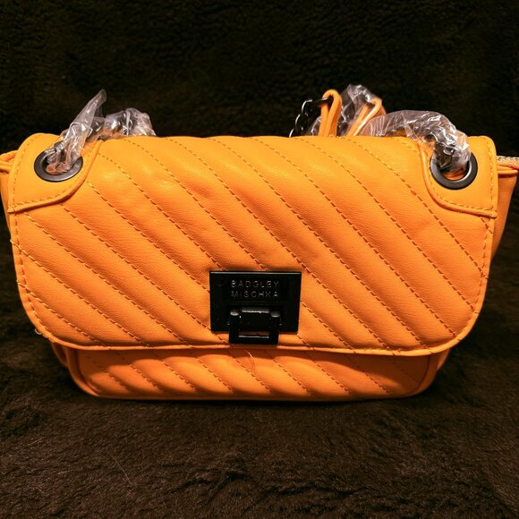 Badgley Mischka Mustard Yellow Vegan Leather Handbag NWT - Picture 1 of 4